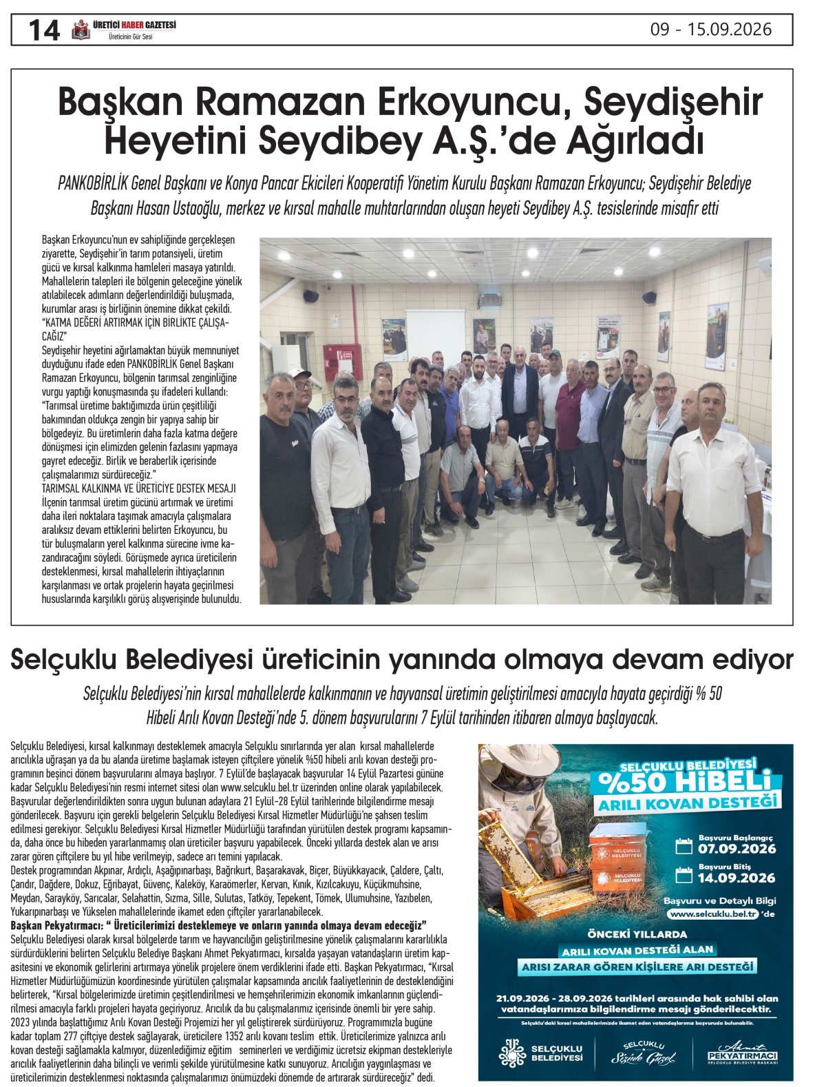 ÜRETİCİ HABER  GAZETESİ 09.09.2026