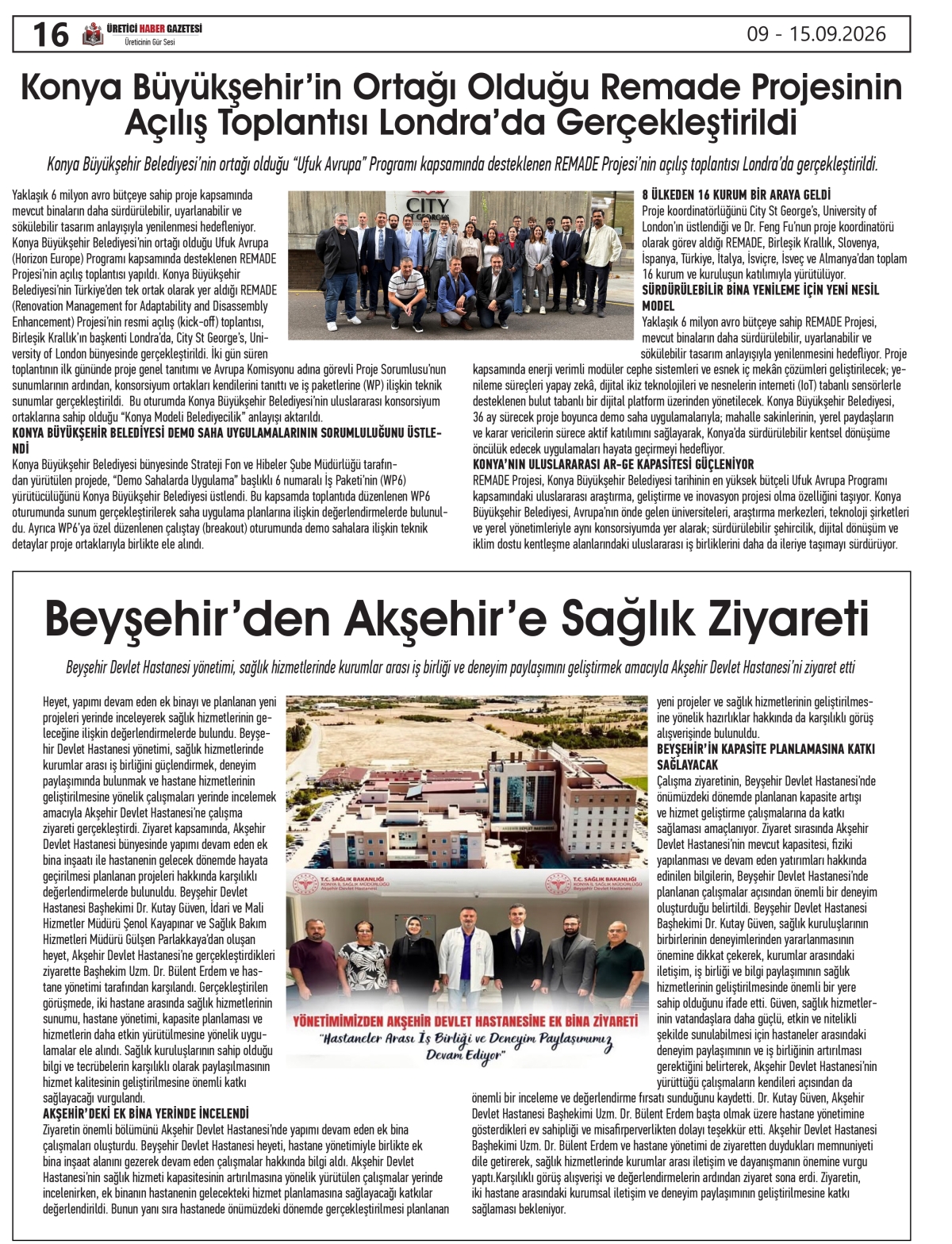 ÜRETİCİ HABER  GAZETESİ 09.09.2026