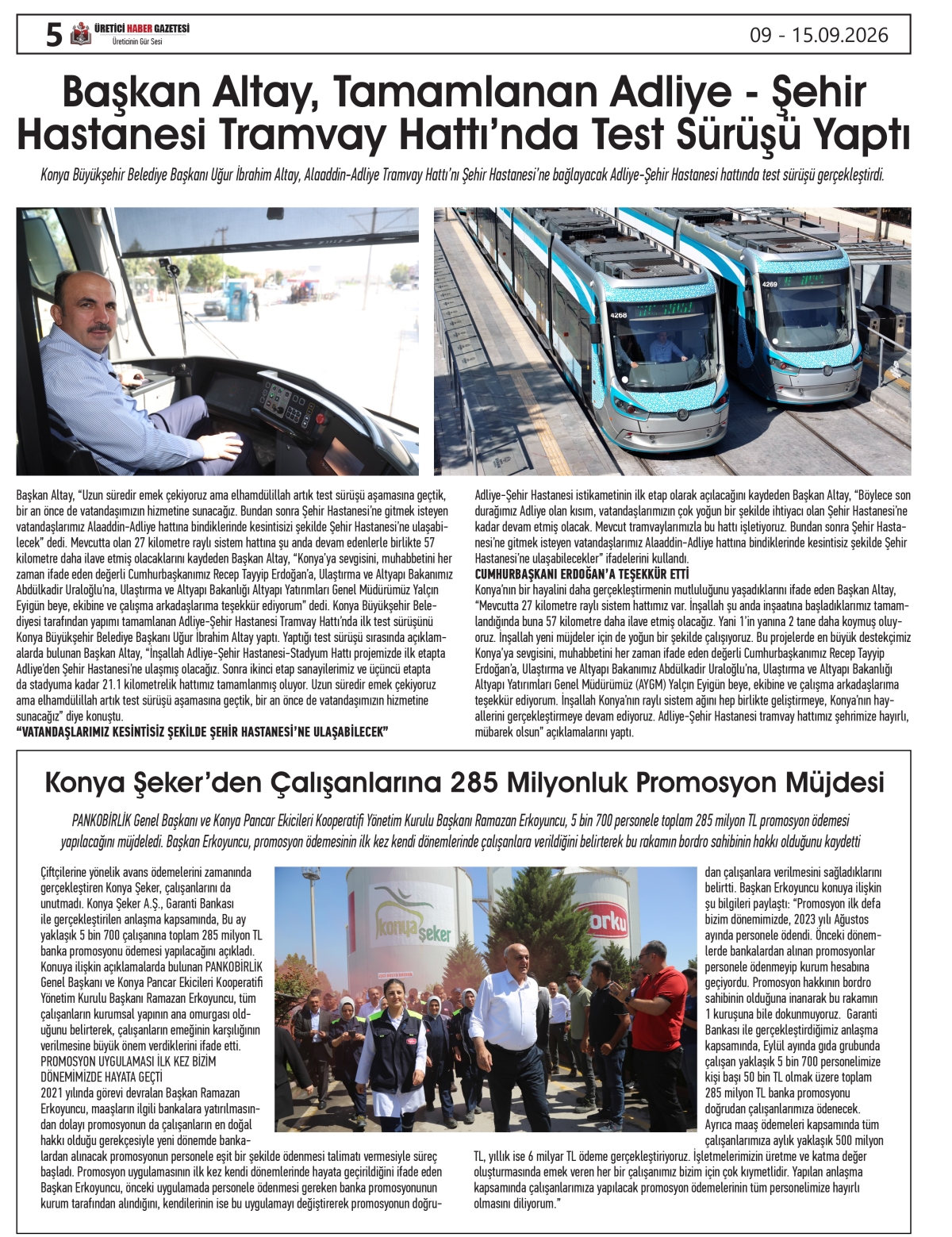 ÜRETİCİ HABER  GAZETESİ 09.09.2026
