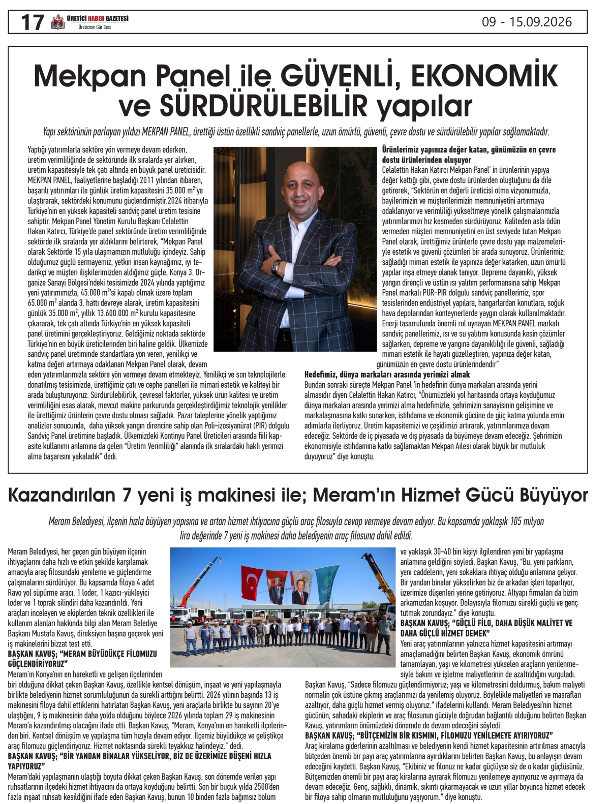 ÜRETİCİ HABER  GAZETESİ 09.09.2026