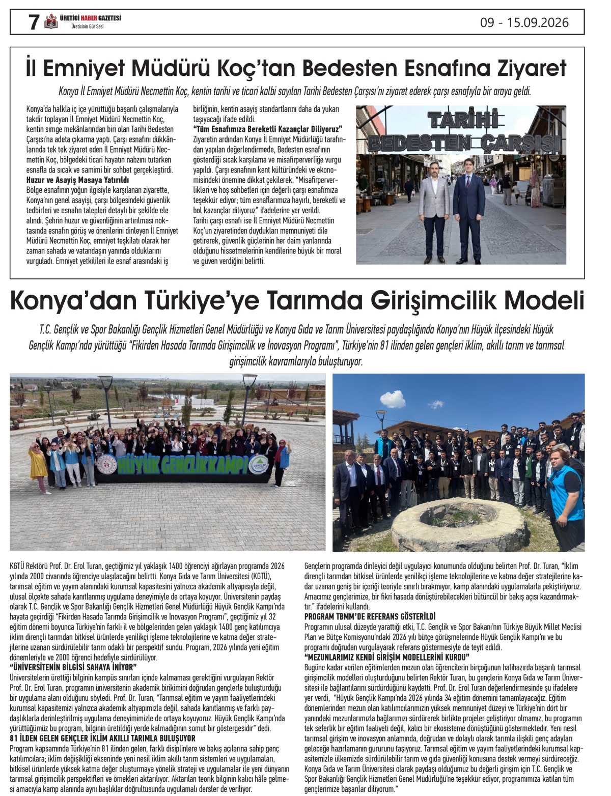 ÜRETİCİ HABER  GAZETESİ 09.09.2026