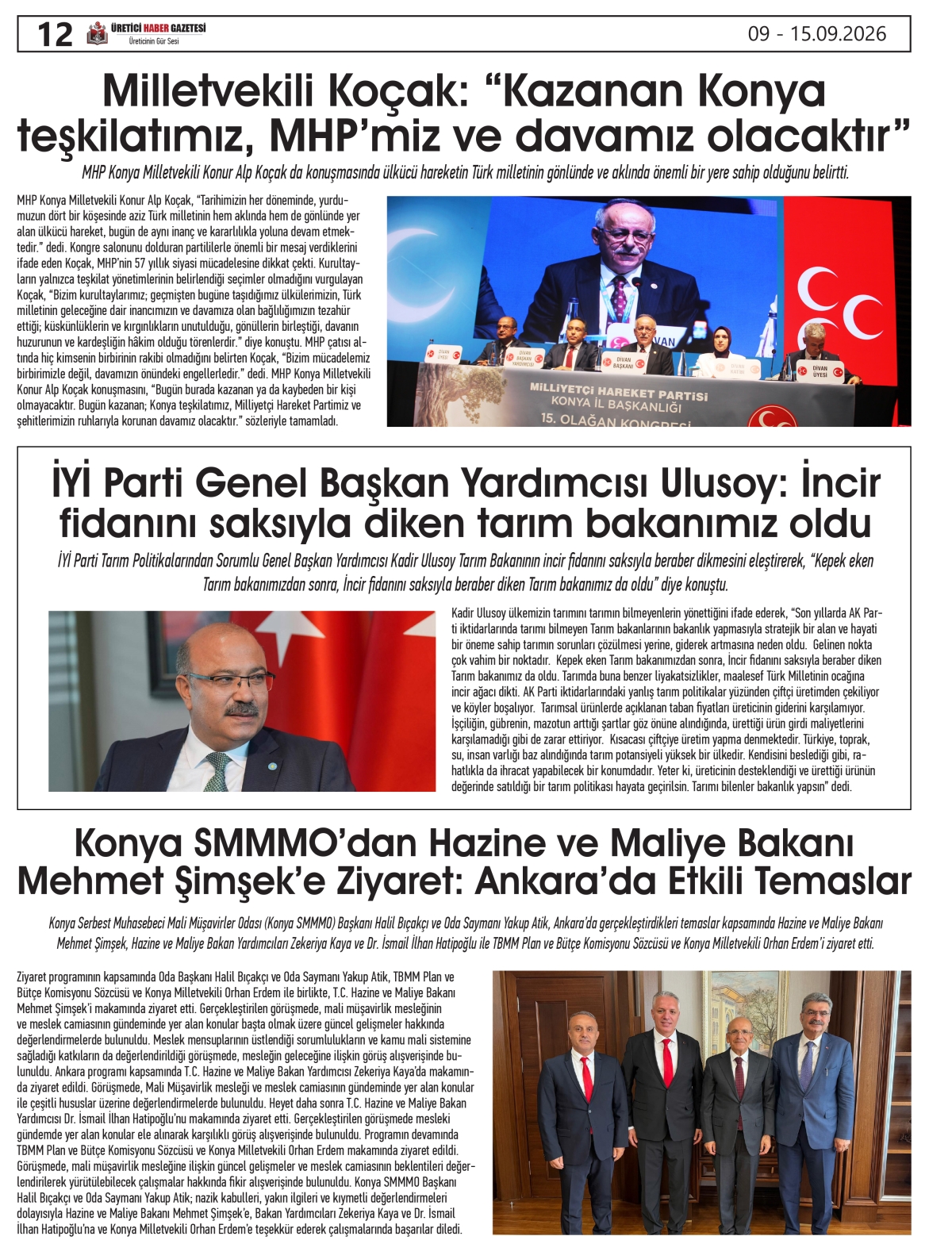 ÜRETİCİ HABER  GAZETESİ 09.09.2026
