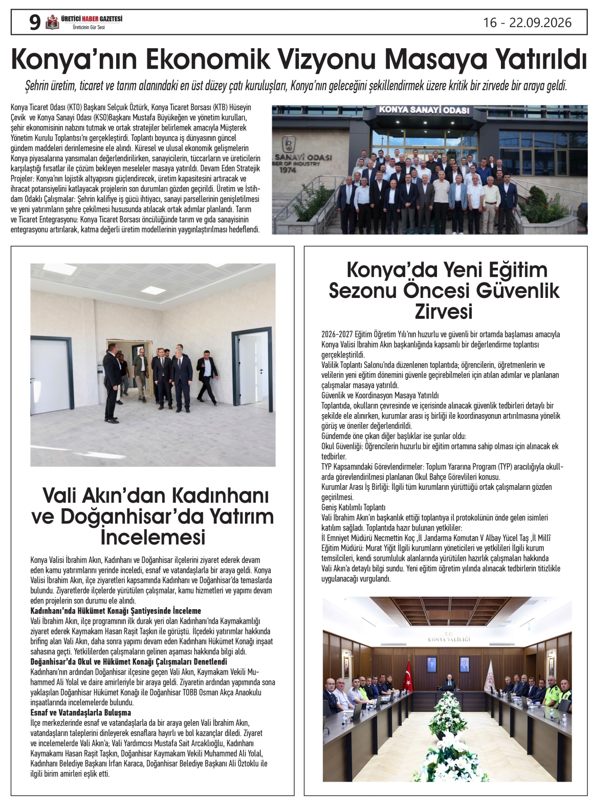 ÜRETİCİ  HABER GAZETESİ  16.09.2026