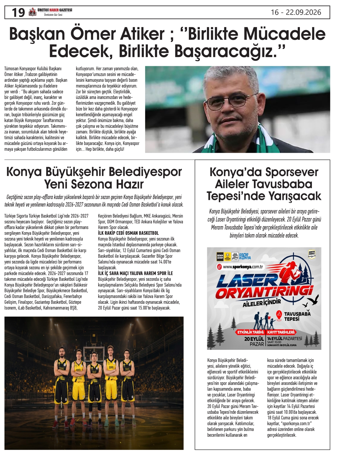 ÜRETİCİ  HABER GAZETESİ  16.09.2026