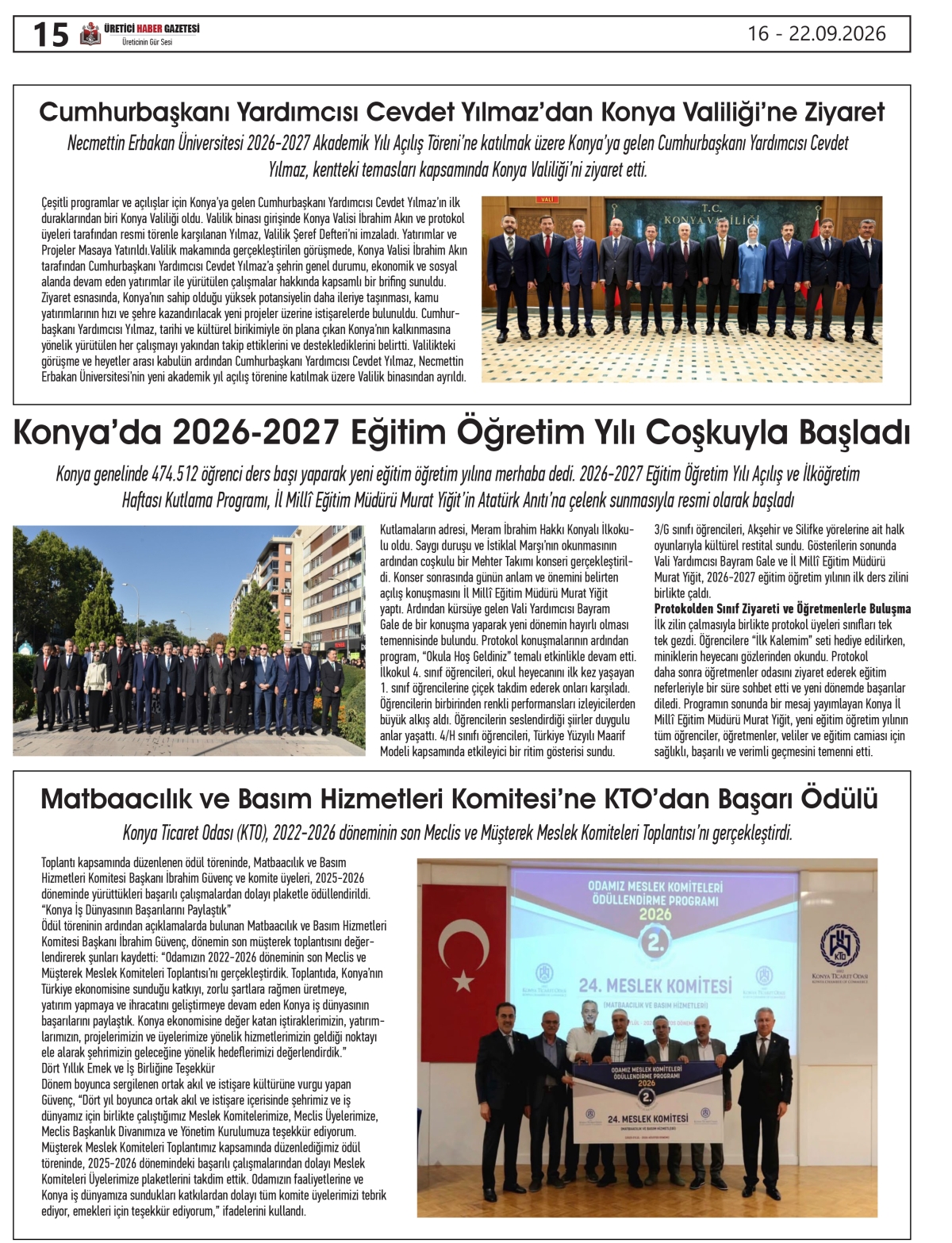 ÜRETİCİ  HABER GAZETESİ  16.09.2026
