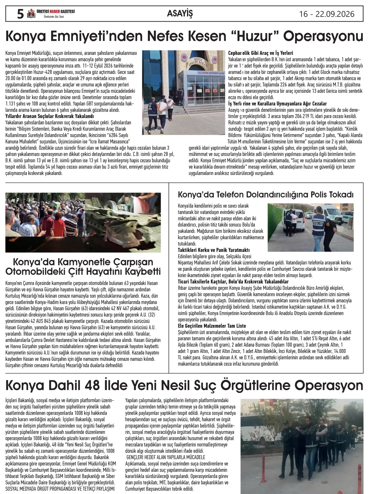 ÜRETİCİ  HABER GAZETESİ  16.09.2026