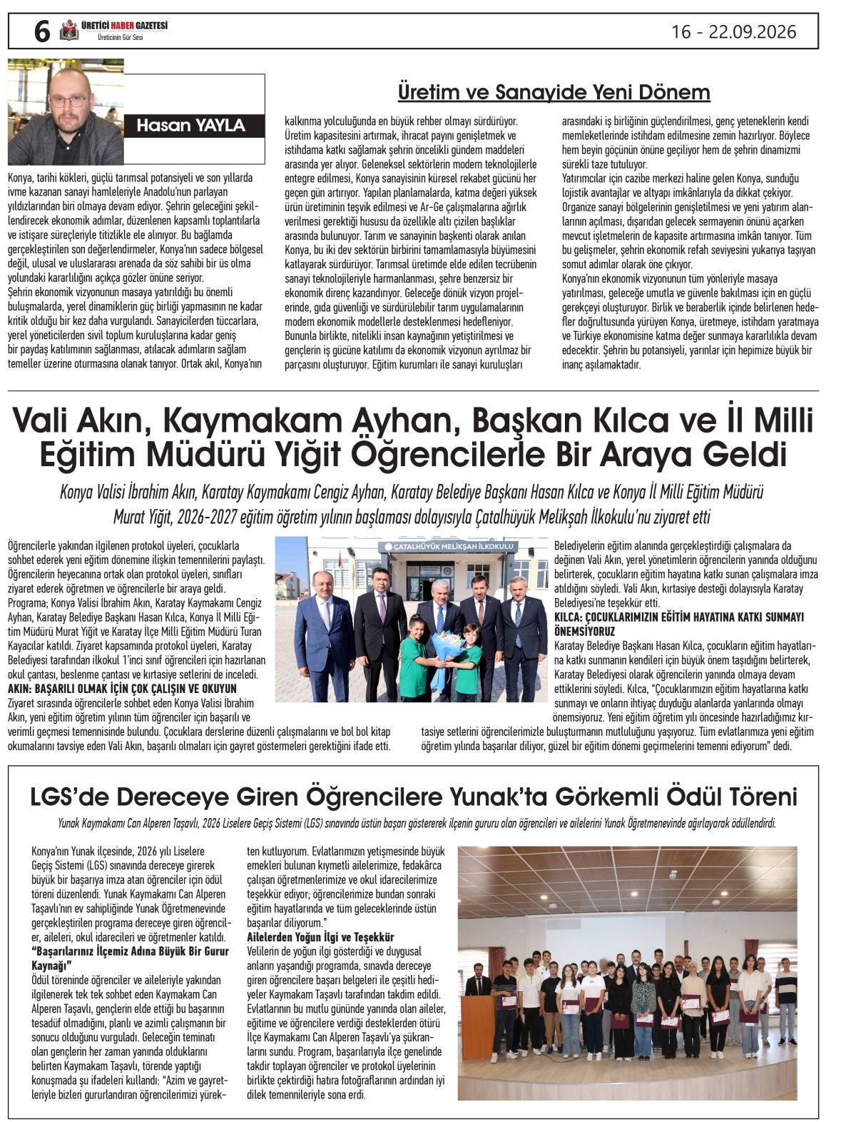 ÜRETİCİ  HABER GAZETESİ  16.09.2026