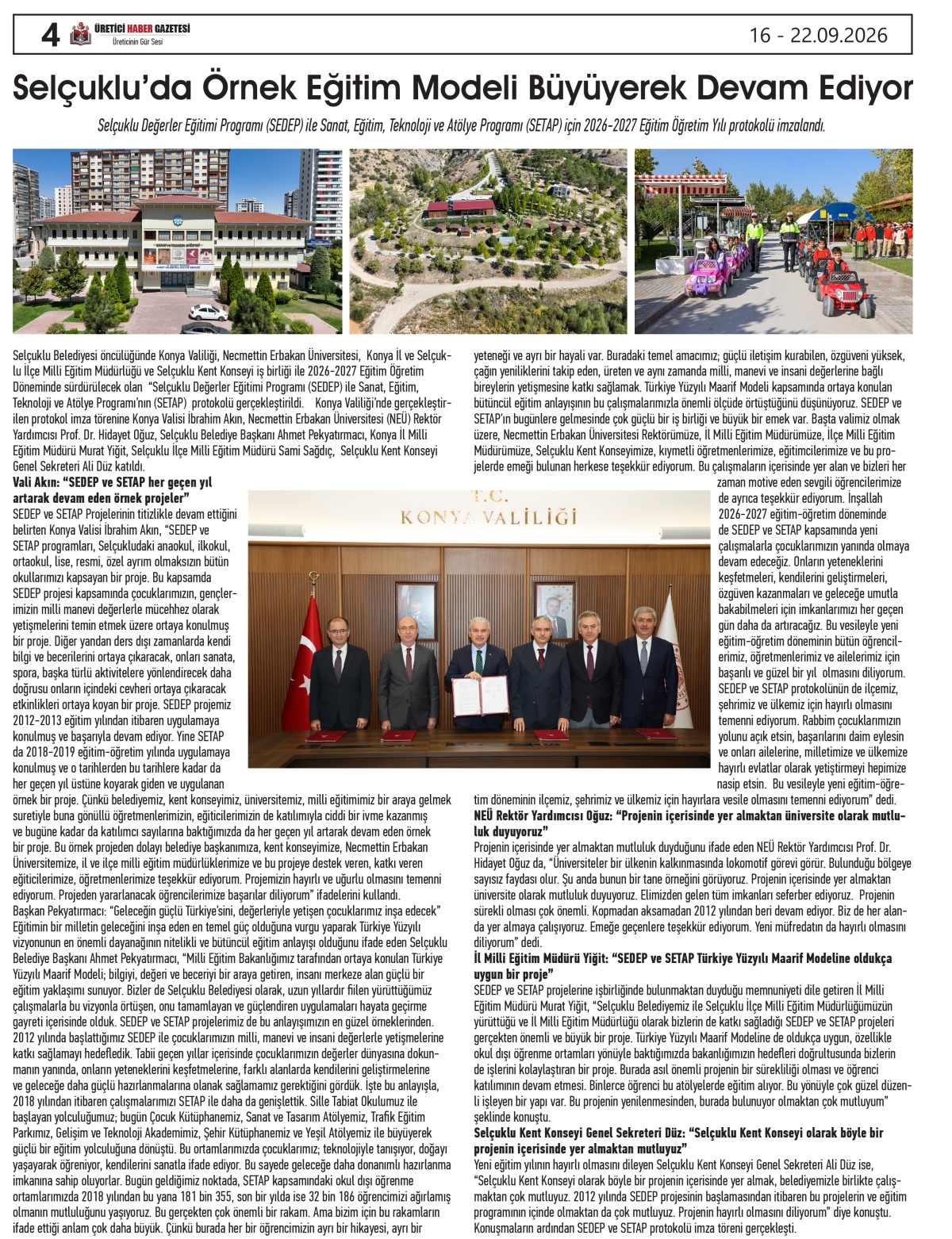 ÜRETİCİ  HABER GAZETESİ  16.09.2026