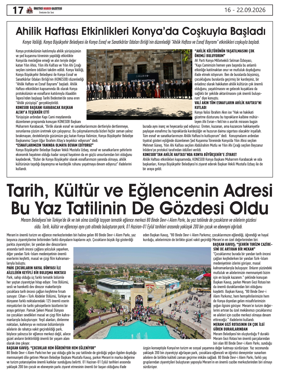 ÜRETİCİ  HABER GAZETESİ  16.09.2026