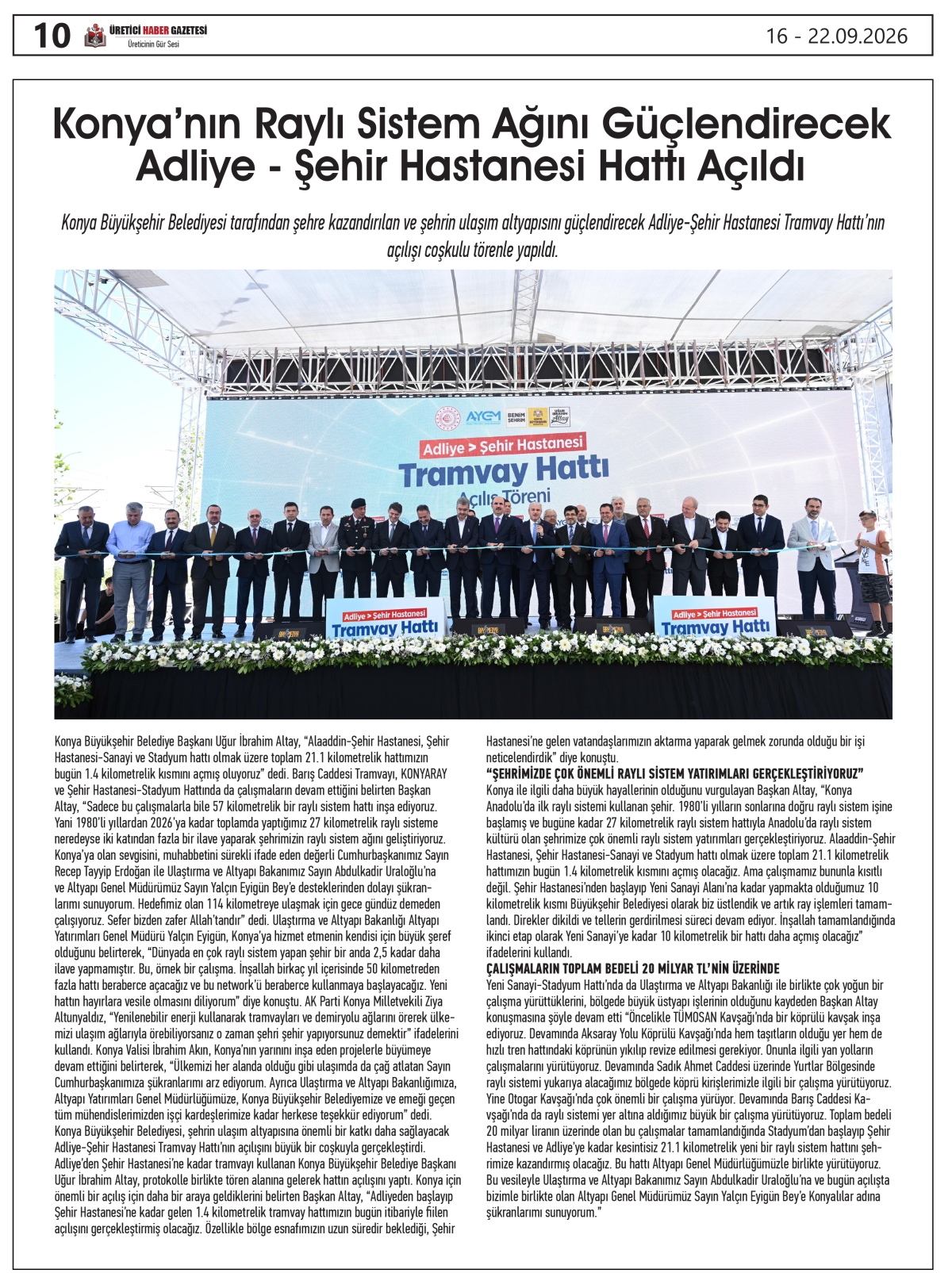 ÜRETİCİ  HABER GAZETESİ  16.09.2026
