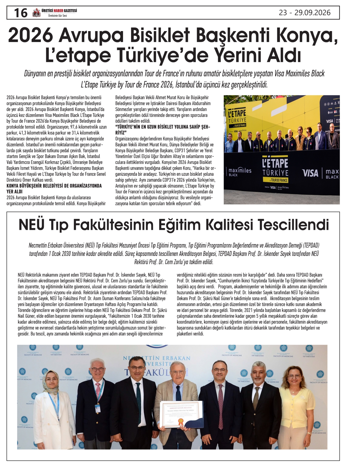 ÜRETİCİ  HABER  GAZETESİ  23.09.2026