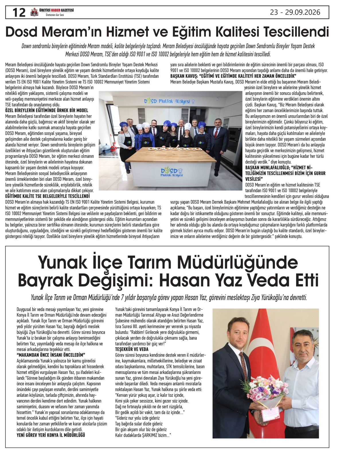 ÜRETİCİ  HABER  GAZETESİ  23.09.2026