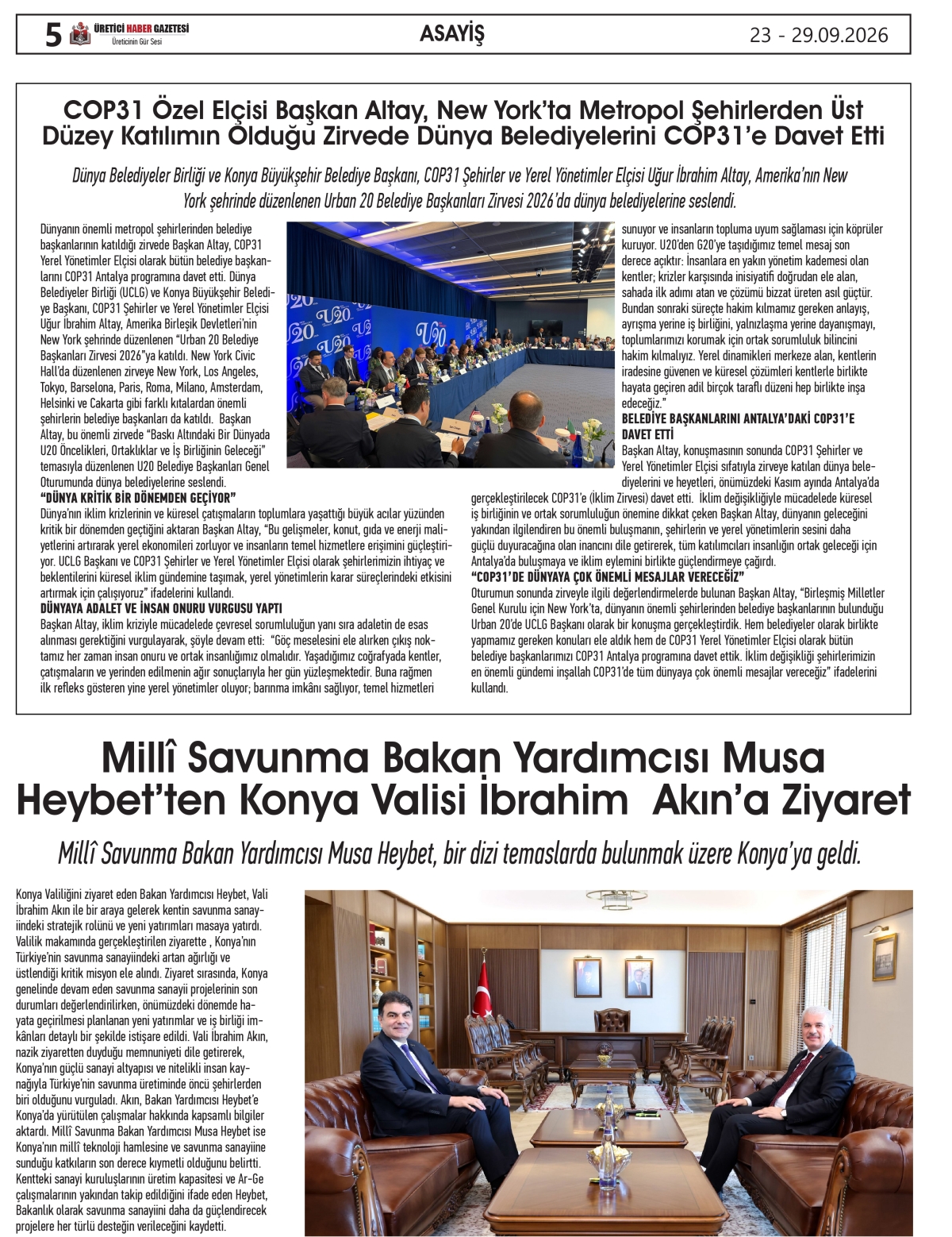 ÜRETİCİ  HABER  GAZETESİ  23.09.2026