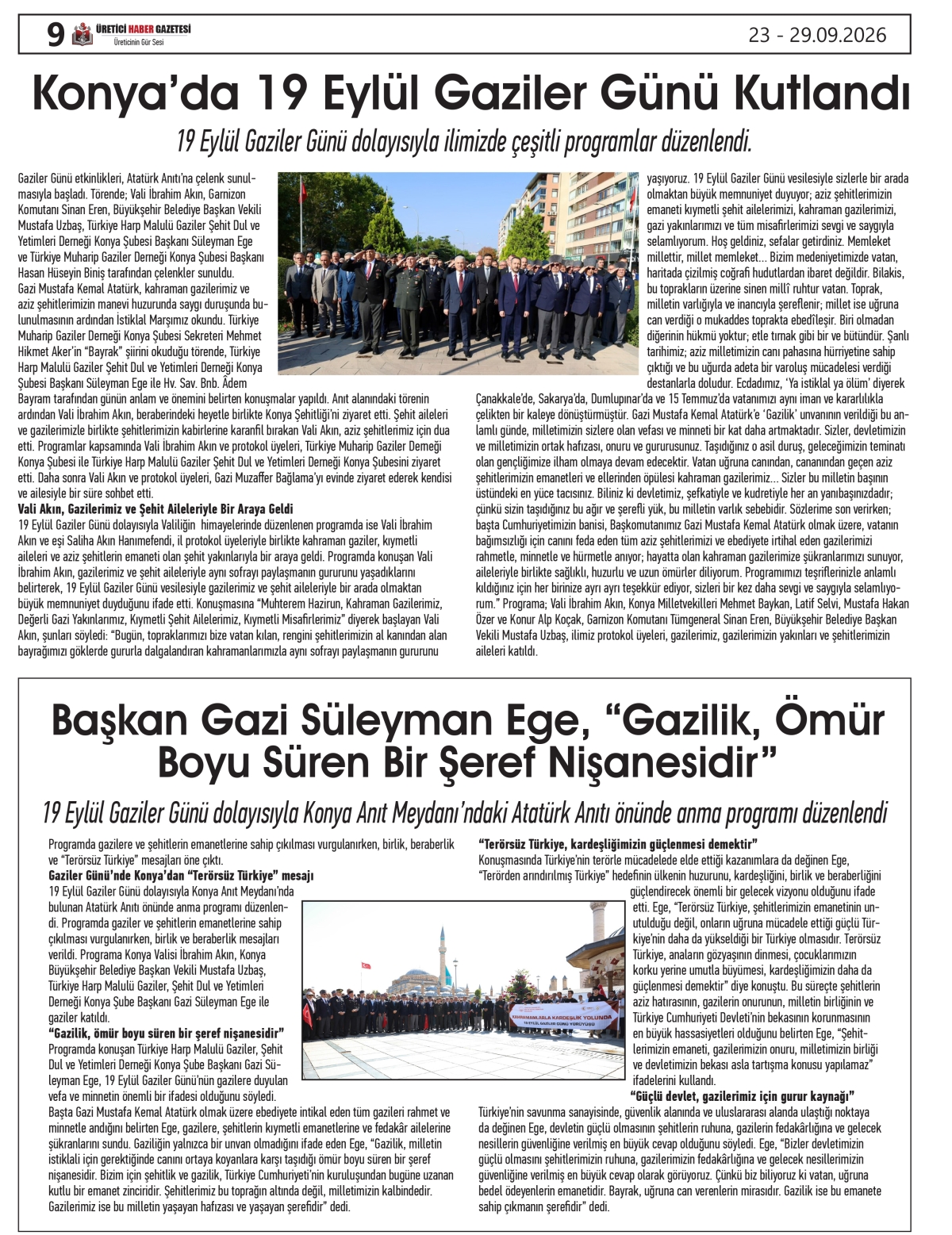 ÜRETİCİ  HABER  GAZETESİ  23.09.2026