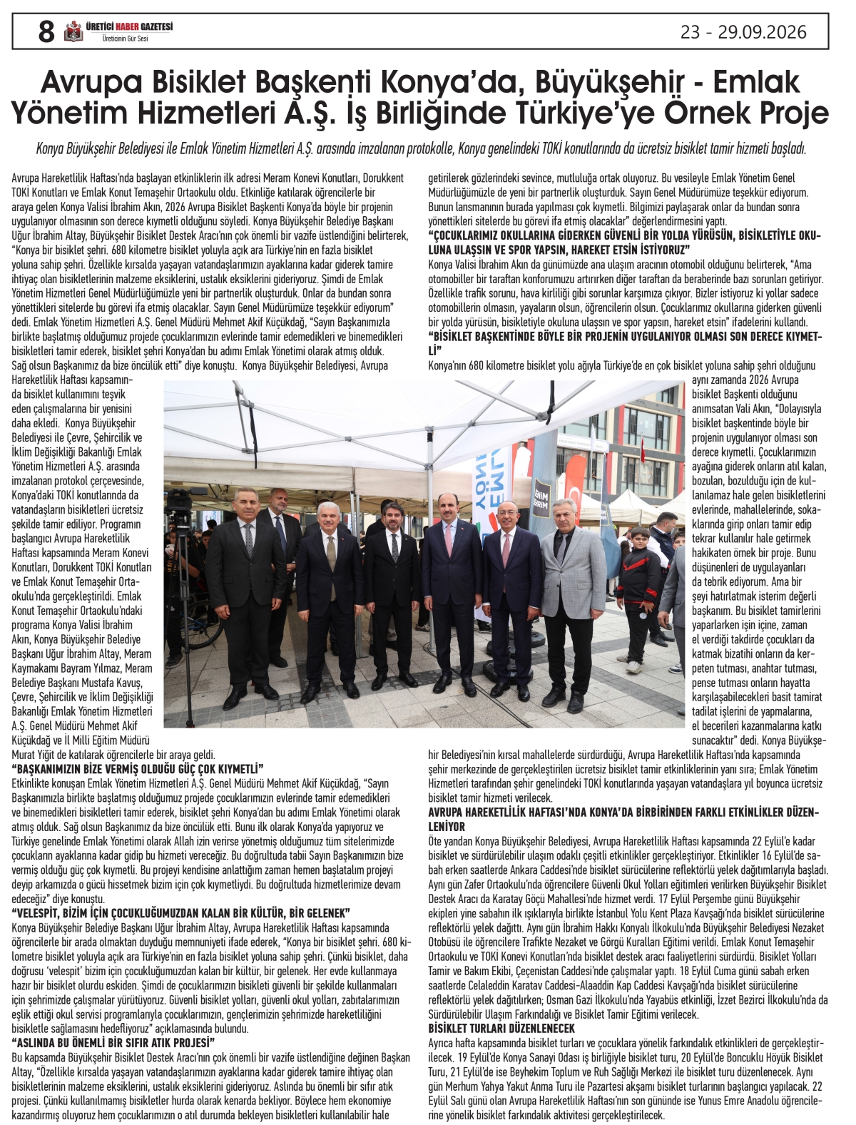 ÜRETİCİ  HABER  GAZETESİ  23.09.2026