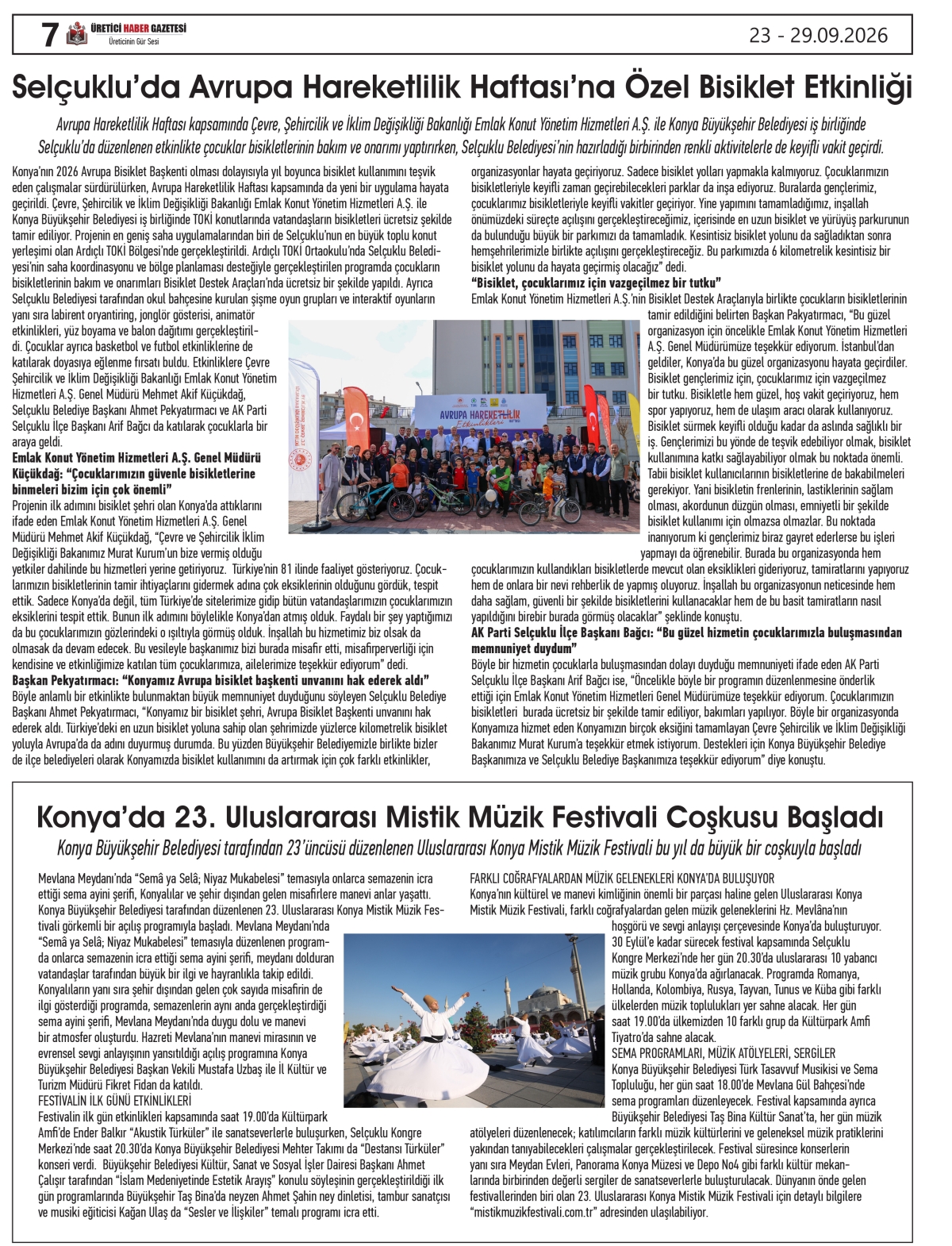 ÜRETİCİ  HABER  GAZETESİ  23.09.2026