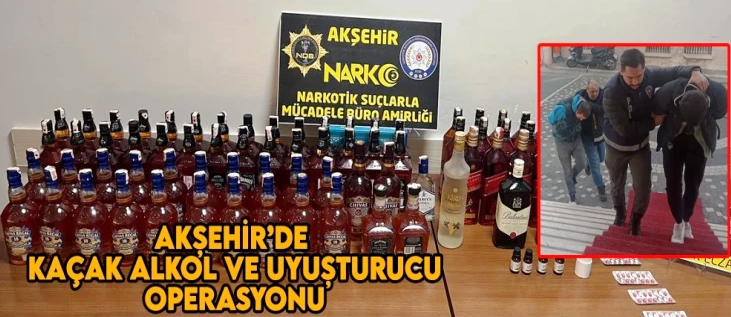 Konya'da kaçak alkol ve uyuşturucu operasyonu