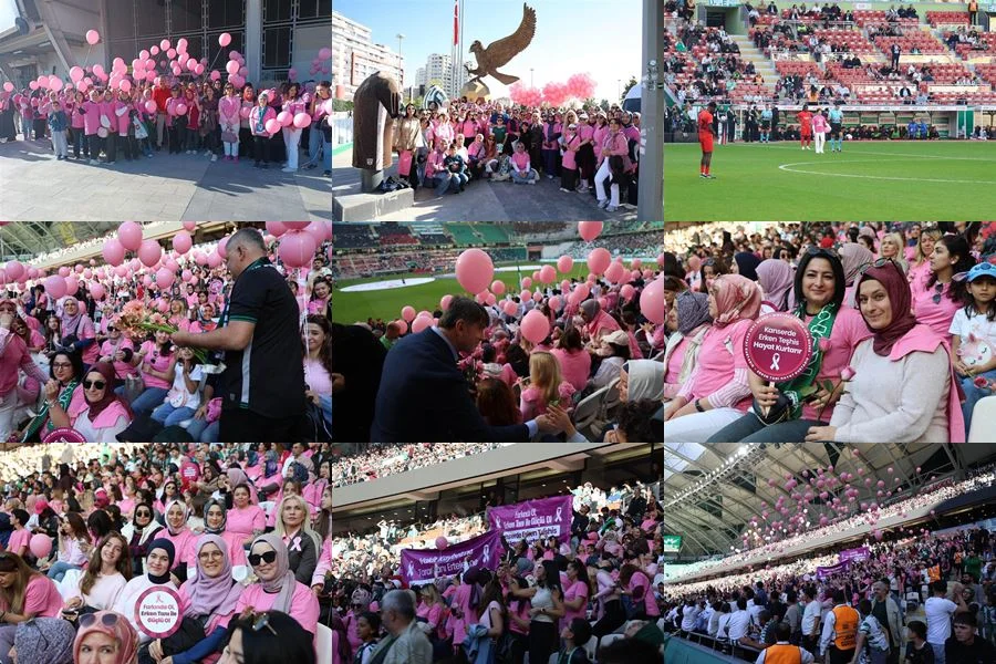 Meme Kanserinde Erken Teşhise Dikkat Çekmek İçin Tribünlerde Tek Yürek Oldular