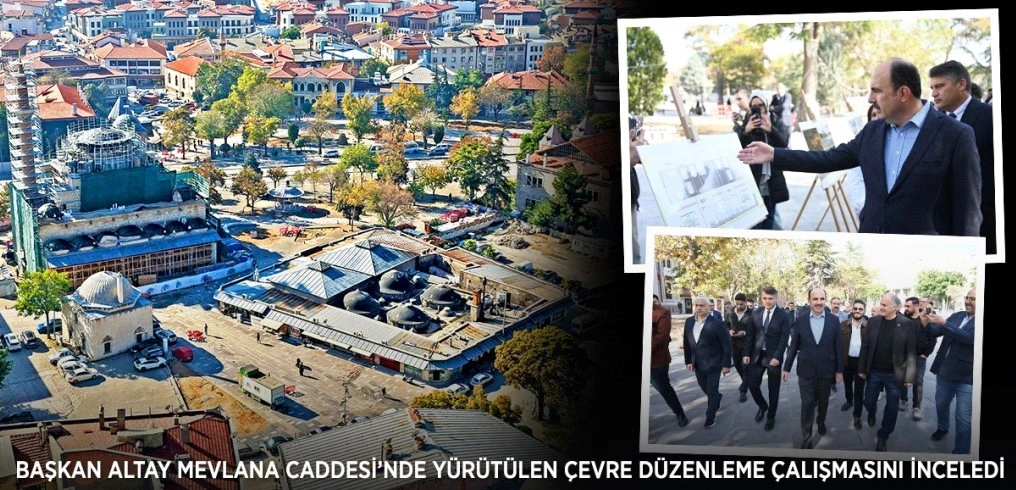 Konya Mevlana Caddesi'nde çevre düzenlemesi sürüyor