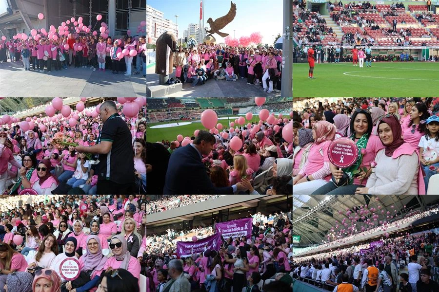 Meme Kanserinde Erken Teşhise Dikkat Çekmek İçin Tribünlerde Tek Yürek Oldular