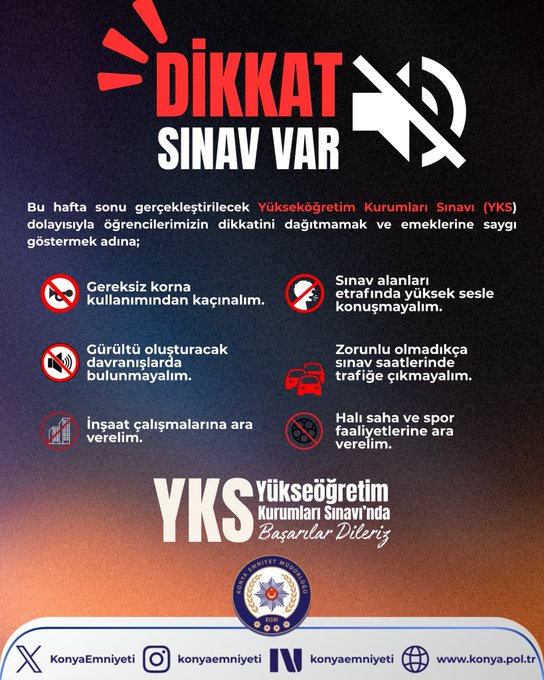 Konya’da YKS Alarmı: Emniyet’ten Vatandaşlara 